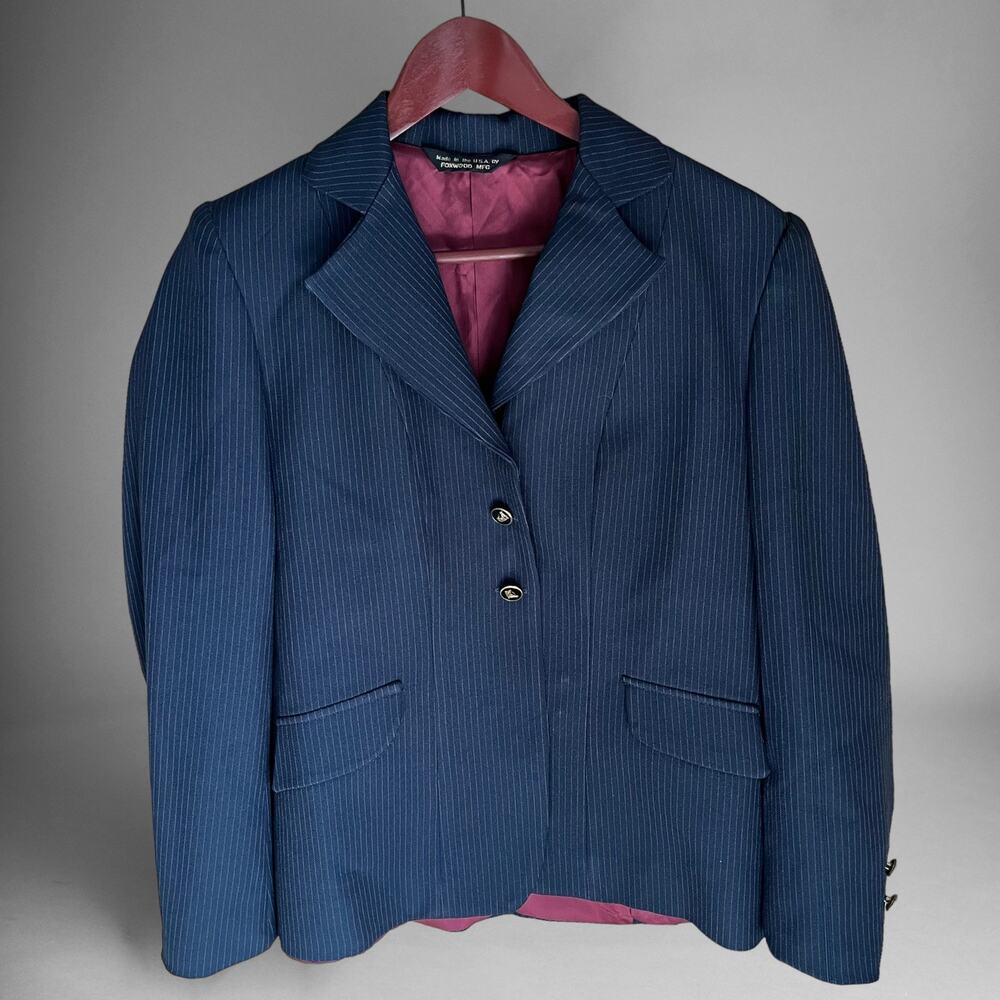 Vintage Livery Riding Apparel Blazer Equestrian Womens 14 Foxwood MFG Pin Stripe